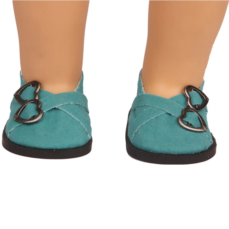 7 cm Leather Doll Shoes For American 18 Inch Doll Double Hearts Villus Shoes Boots For 43 cm Baby New Born&OG,1/3 BJD Girl Doll - Image 4