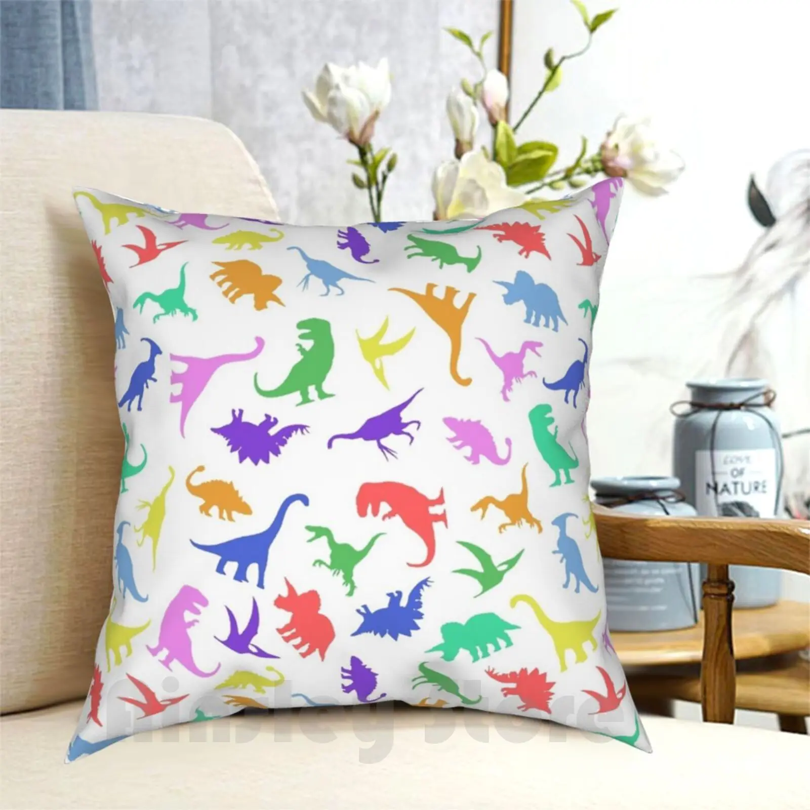 Fun Dinosaur Pattern Pillow Case Printed Home Soft DIY Pillow cover Dinosaur Dinosaurs Dino Dinos Tyrannosaurus Rex T Rex