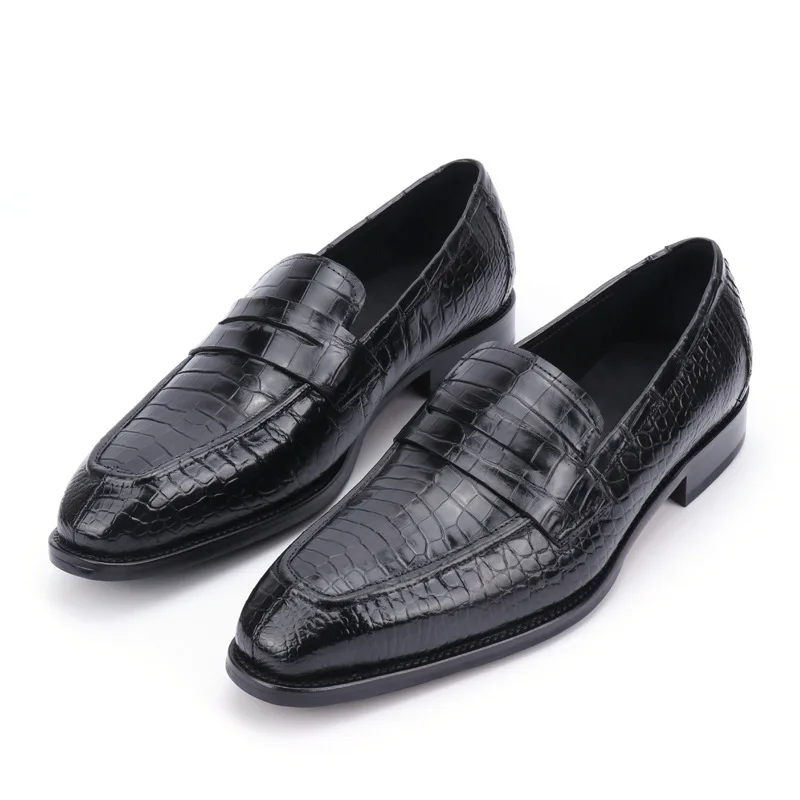 

Sipriks Luxury Crocodile Belly Penny Loafer Men's Casual Leather Shoes Goodyear Wetlted Shoe Slip on Topsiders Wedding Suits 44