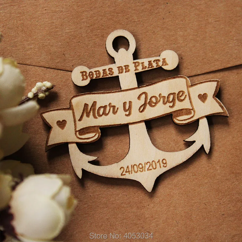 Anchor Save the Date Wood Cut  ,Personalized  Wedding Wooden Save the date Mangets,  Fridge Magnets