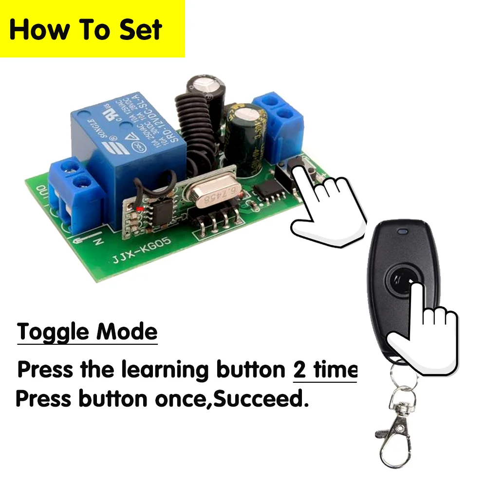 Wireless Remote Control 433 Mhz AC220V 10A 1CH Relay Receiver ON OFF Button Universal Rf Remote Control For Led Lights Bulb DIY