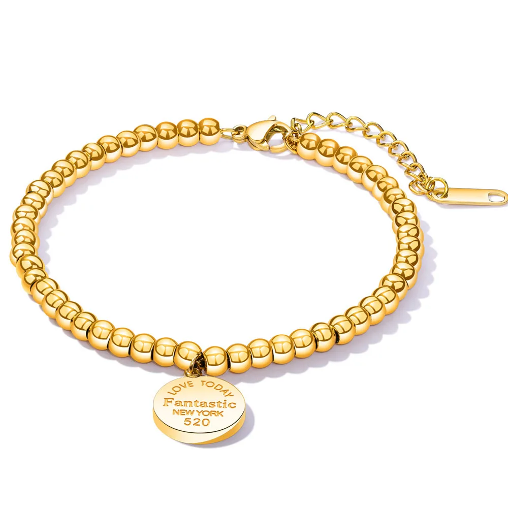 Fashion Beaded Bracelets Stainless Steel Forever Love  Charm Bracelet for Women Girl Jewelry Gift