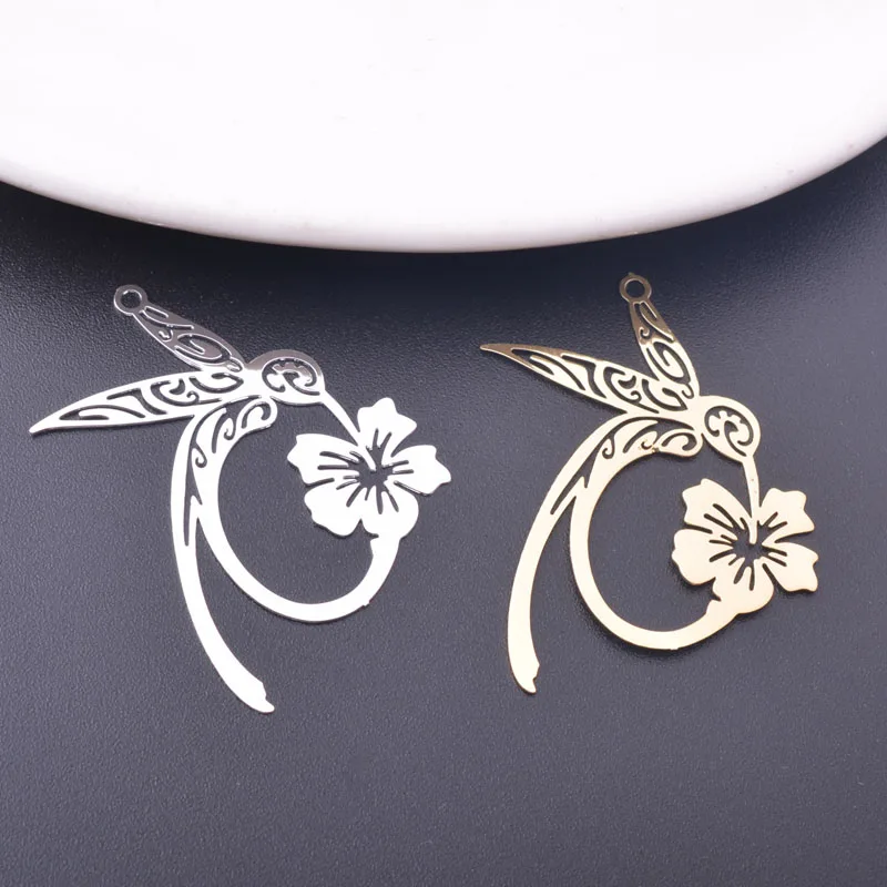 6pcs 38*25mm Light gold Color Hummingbird Charms Silver Color Brass Jewelry Accessories