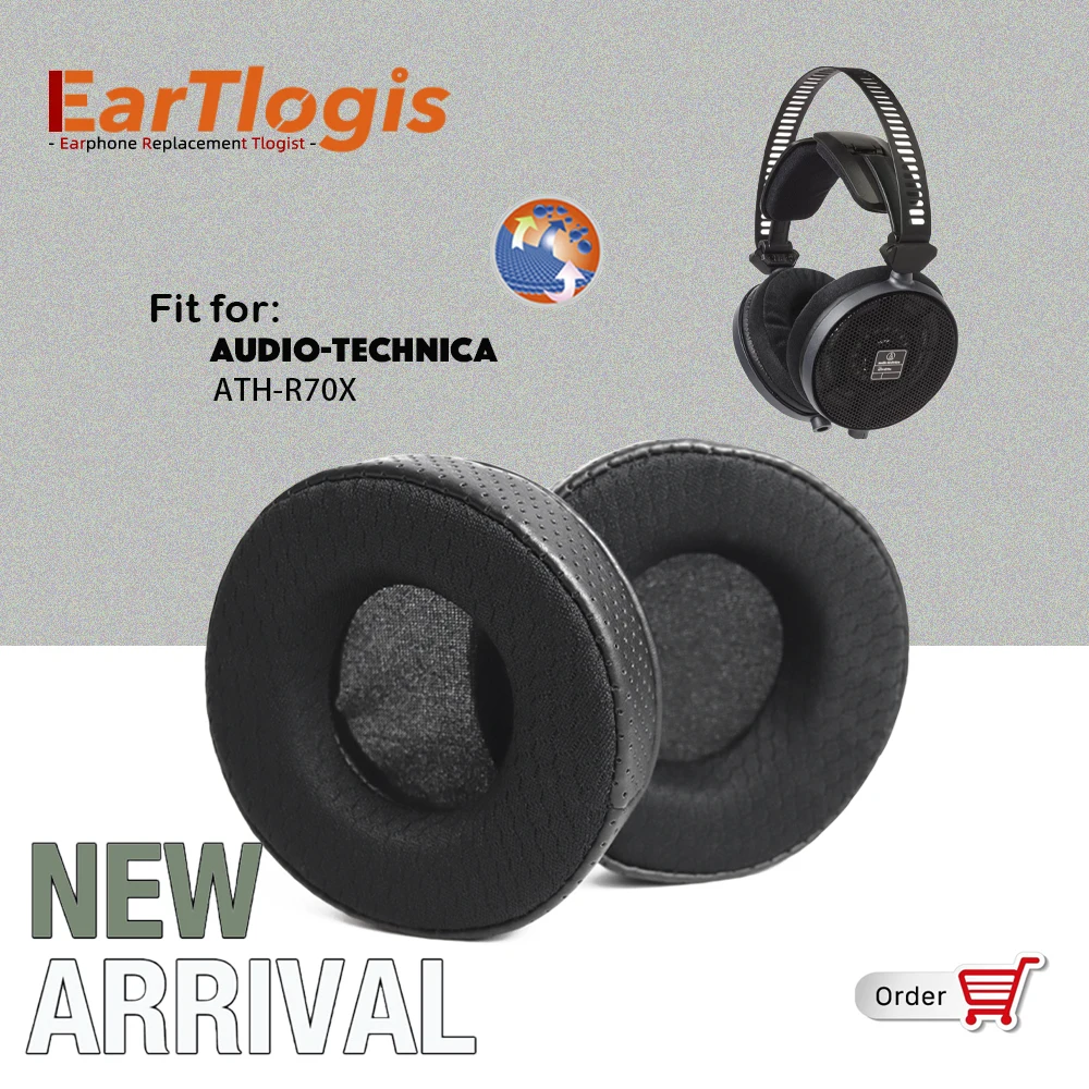 EarTlogis New Arrival Replacement Ear Pads for Audio-Technica ATH-R70X Headset Earmuff Cover Cushions Earpads