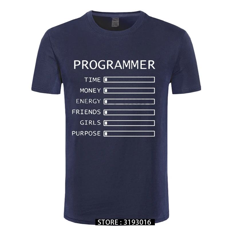 Computer Programmer Time Money Geek Nerd Funny T Shirt Men Short Sleeve Cotton Casual T-shirts