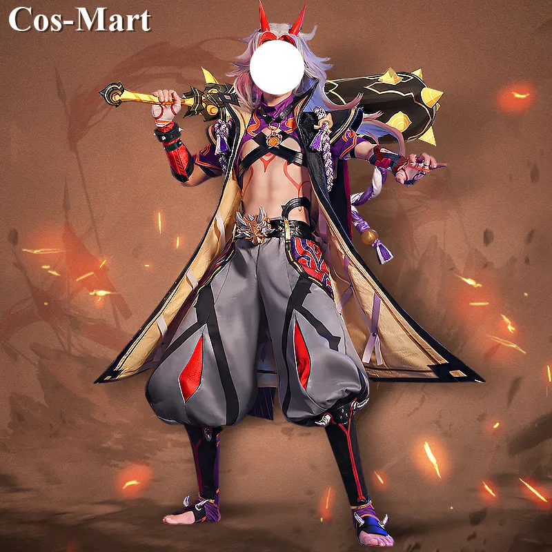 Cos-Mart Game Genshin Impact Arataki Itto Cosplay Costume Male Handsome Battle Uniform Activity Party Role Play Clothing M-XXL