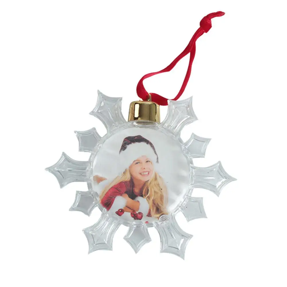 Christmas Tree Photo Ball Snowflower Heart Shape การปรับแต่ง DIY ของขวัญวันเกิด Xmas Tree ตกแต่งเครื่องประดับปีใหม่