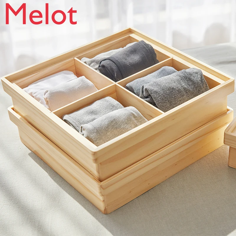 Wooden Underwear Underwear Storage Box Household Drawer Mounted Socks Bra in the Bedroom Closet Separated Organiser