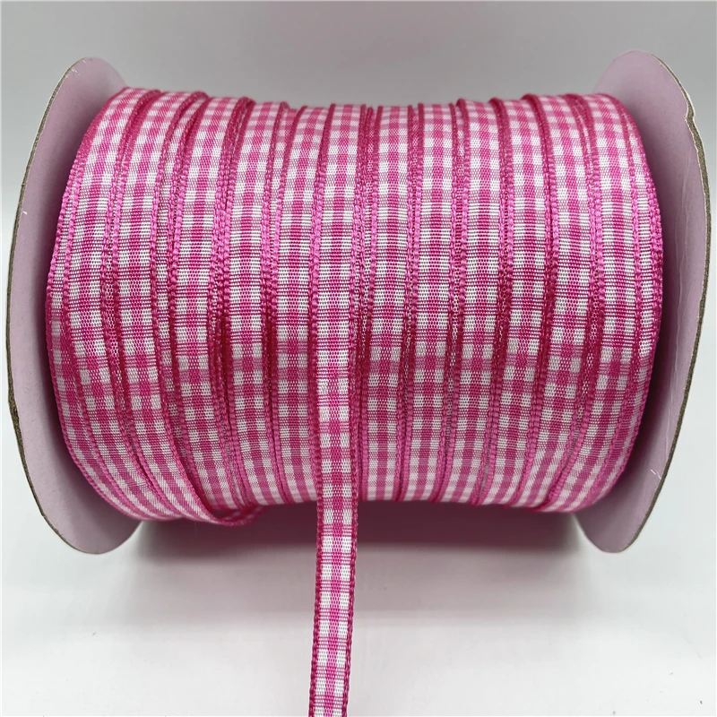 5yards/Lot 6mm Plaid Ribbon Grid Printed Ribbon For Home Wedding Christmas Decorations DIY Gift Wrapping Ribbon For Bows