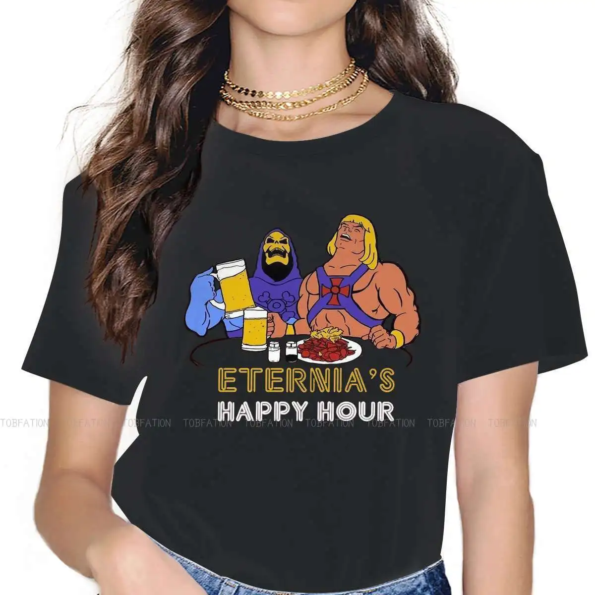 Beer Happy Hour Women Clothing He-Man and the Masters of the Universe Female Tshirts Vintage Loose Tops Kawaii Girls Streetwear