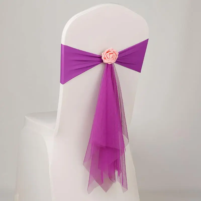 Bowknot Designed Chair Ribbon No-tie Bow Sash Wedding Birthday Banquet Seat Cover Back Decorations LX8563