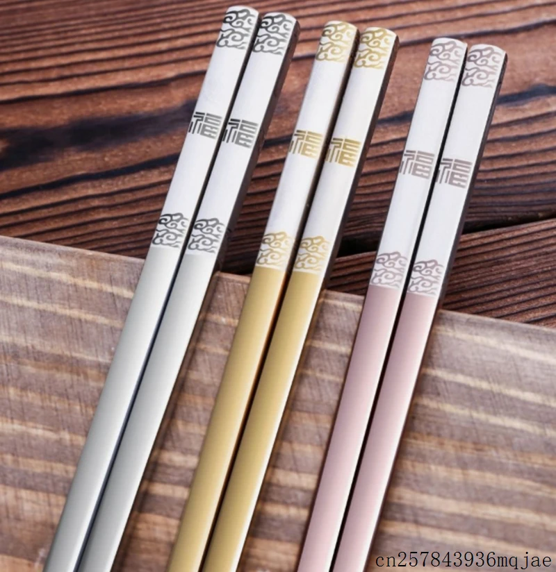 50 Pairs Chinese Chopsticks Anti Scald Chopsticks Reusable Sticks Stainless Steel Japanese Chop Sticks