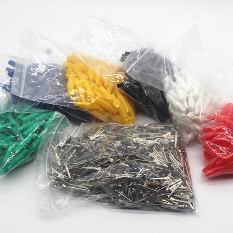 6Pcs คลิปจระเข้ไฟฟ้า DIY Test Leads จระเข้ Double-Ended คลิปจระเข้ Roach Clip Jumper Wire 28มม.