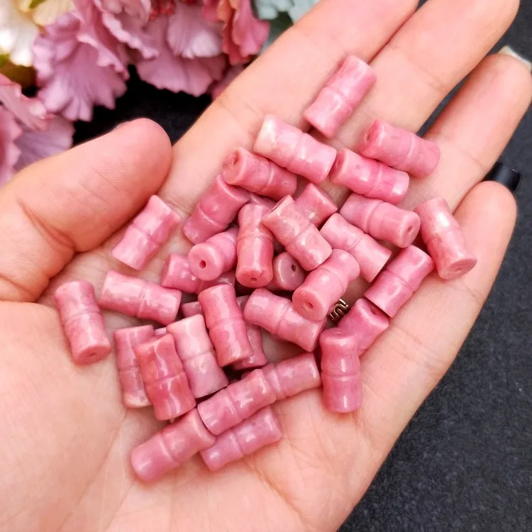 

5pieces Rhodochrosite pink pillar bamboo 7*14mm for DIY jewelry making loose beadsFPPJ wholesale nature gemstone