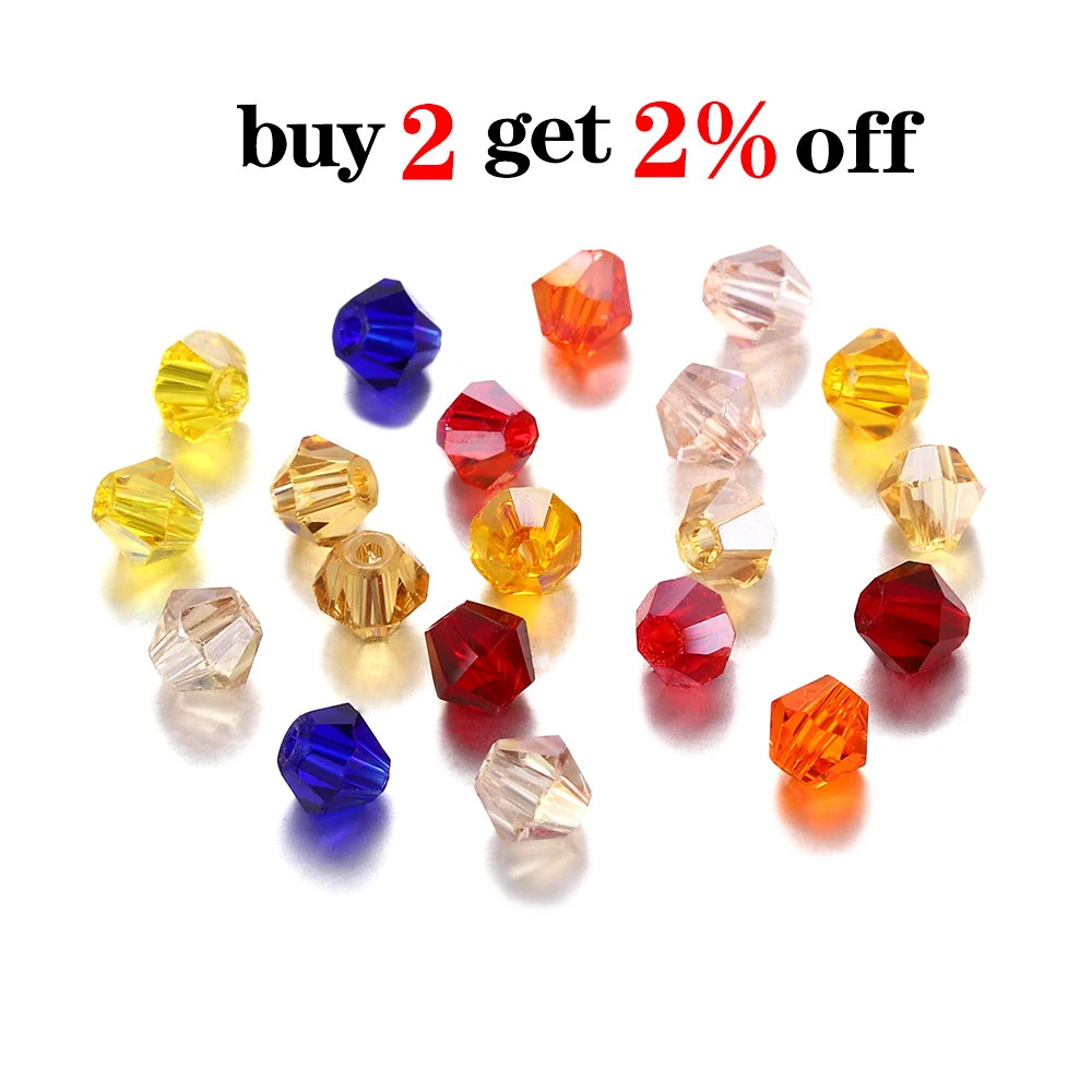 200pcs Austrian Transparency Crystal beads Bicone Glass Bead Loose Spacer Bead For DIY Bracelet Earrings Jewelry Making Supplies
