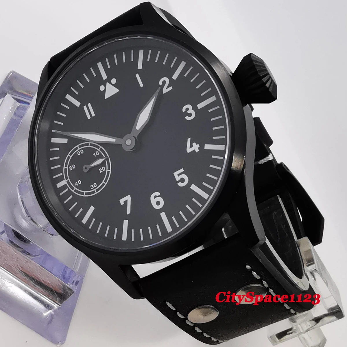 43mm Corgeut Sterile Dial Sapphire Glass PVD Plated Case Fashion Leather Sport Luminous Luxury Brand ST36 Men Watch