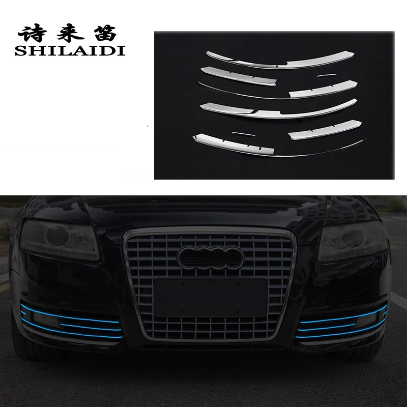 Car Styling For Audi A6 C6 2009-2011 Front Air Grille Decoration Fog Lights Grill Cover Sticker Trim Front Bumper Fog Lamp Frame