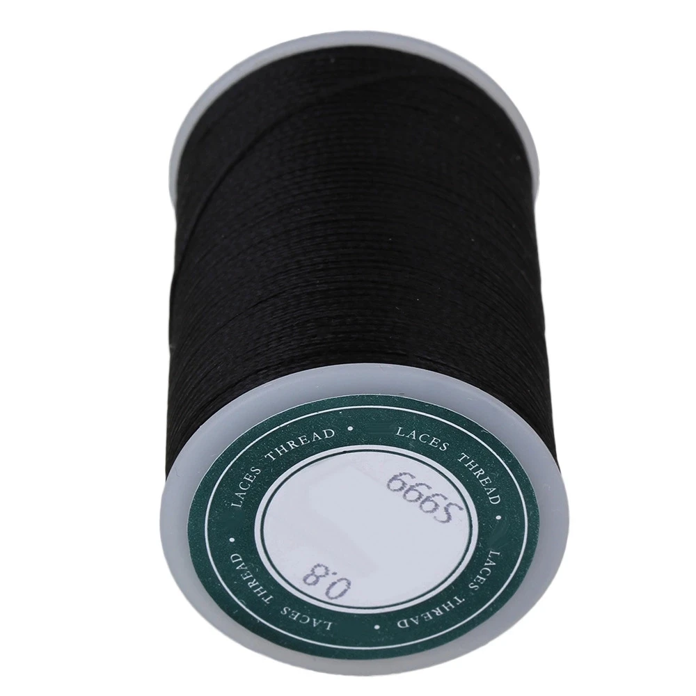 0.8MM Black 3-Ply Waxed Flat Polyester Cord Leather Sewing Thread Cord 78m