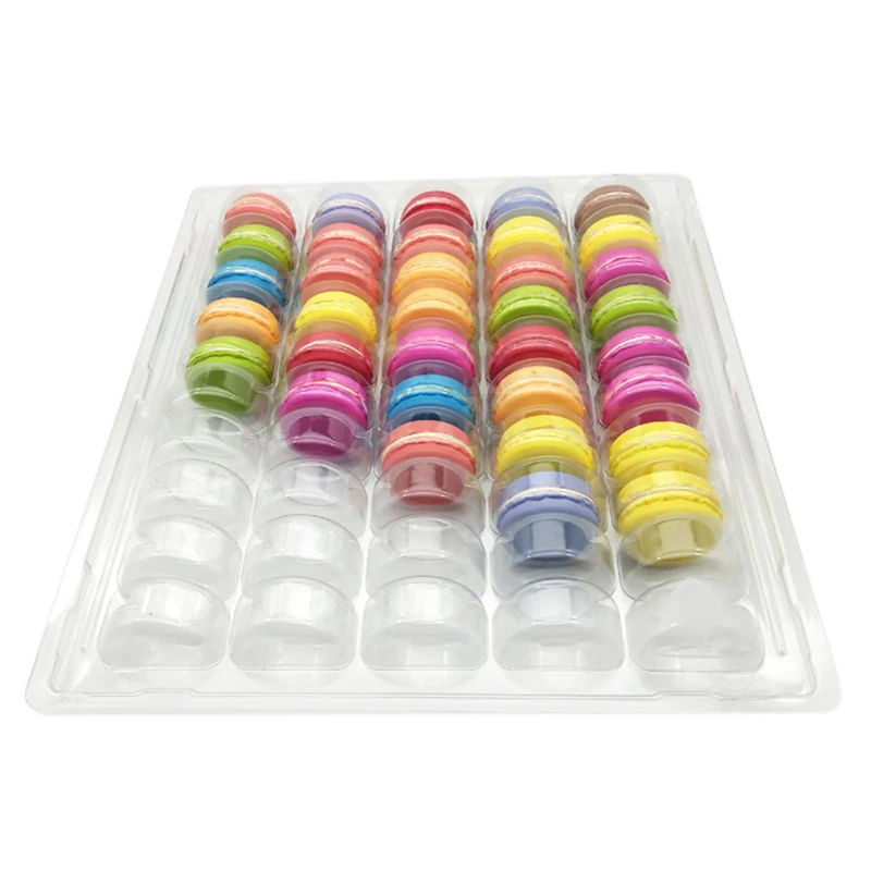 Clear PET Closeable French Macaron Storage Trays Holds 50 Macarons Per Set Pack of 4Sets