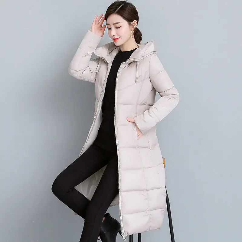 

Quilted Outwear Women's Slim Hooded Women Women's Winter New Padden Long Over the Knee Fashion Thick Slim Hooded Quilted Jacket