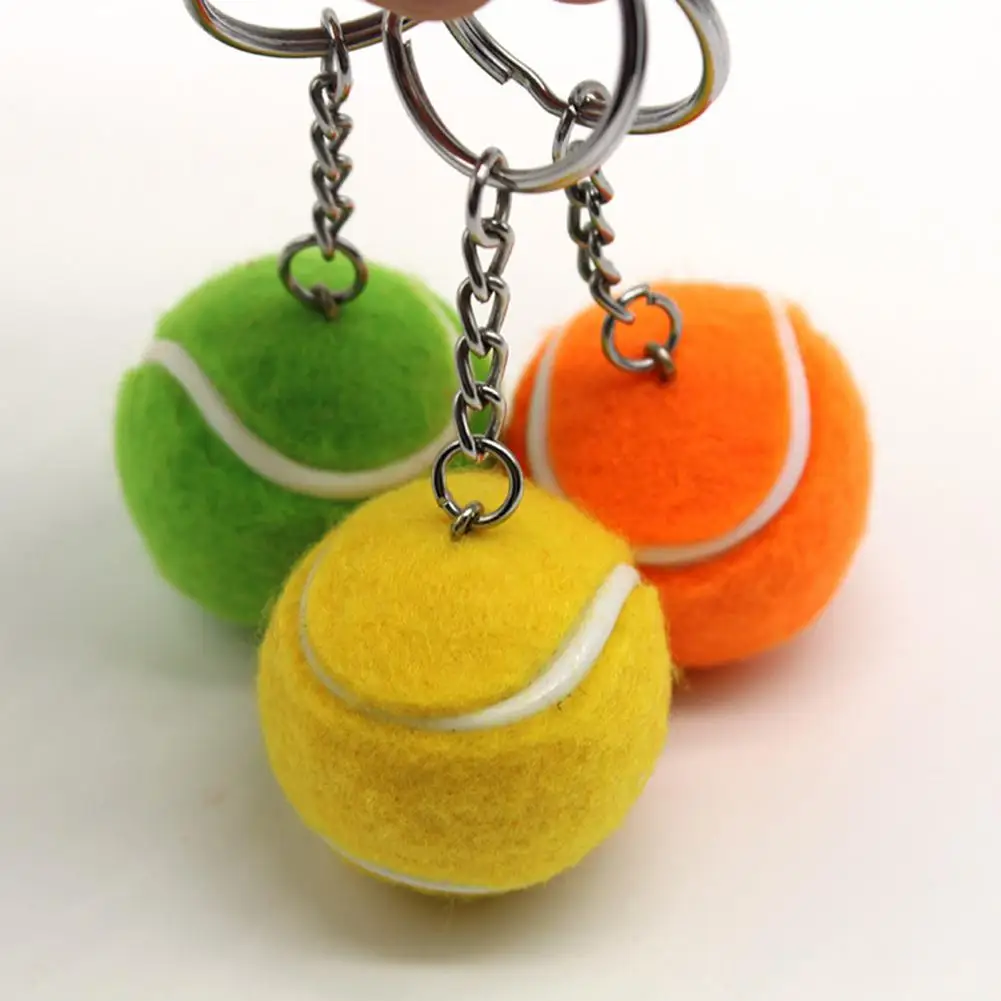 

Key Ring Soft Lovely Flocking Mini Sport Ball Tennis Keychain for Kids