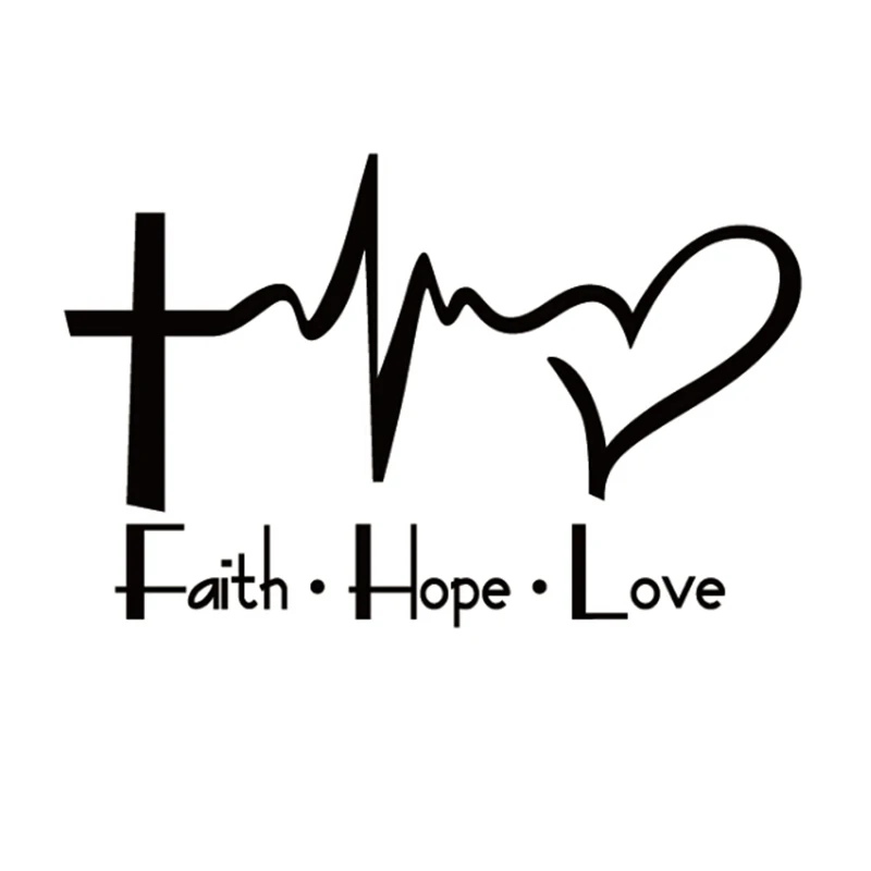 Faith Hope Love Vinyl Car Sticker Cartoon Jesus Christian Religious Bible Verse  Body Decoration 15.2*9.6CM/6.0*3.8Inch