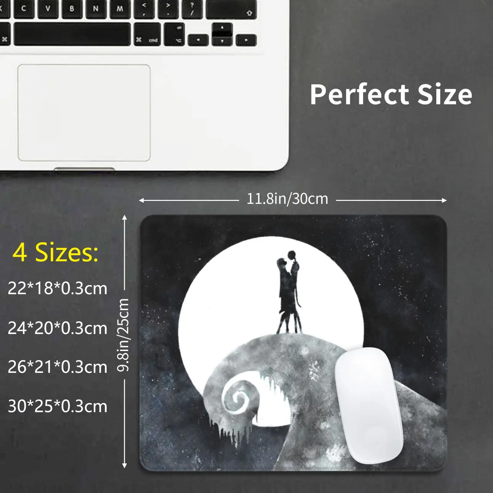 Jack & Sally Silhouette Mouse Pad DIY Print Cushion Tim Burton Cartoon Love