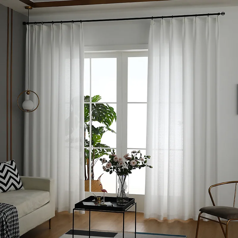 NORNE Solid White Thick Sheer Curtains For Living Room Bedroom Half Transparent Tulle Window Drapes Voiles Cortina Rideau Blinds