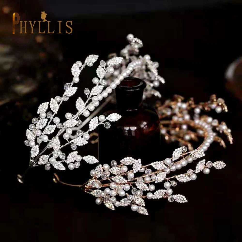 A115 Elegant Bridal Headband Pearl Bride Head Hoop Wedding Headpiece Rhinestone Bridal Hair Accessories Fashion Women Hair Band