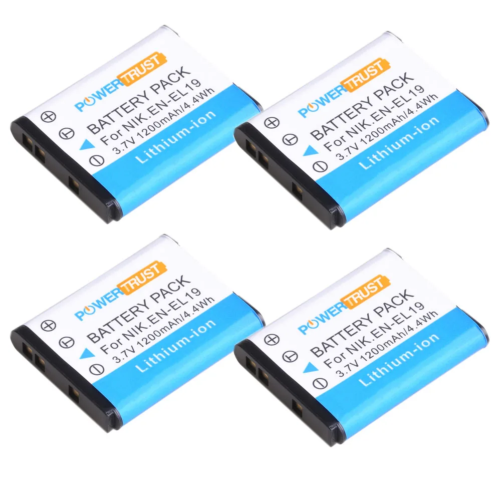 PowerTrust 1200mAh EN-EL19 ENEL19 EN EL19 EL19 Battery for Nikon S100 S2500 S2600 S3100 S6400 S4100 S4150 S3300 S4300 Camera