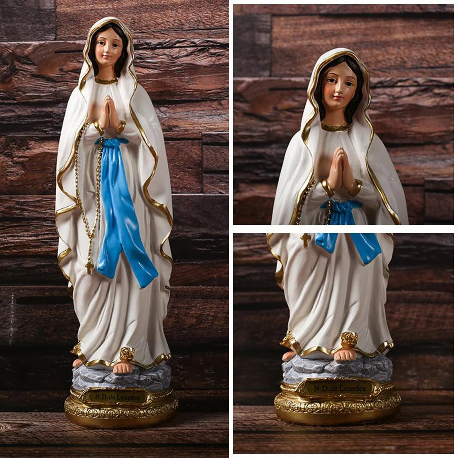 Statue de Vierge Marie en Résine Faite à la Main, 22cm, Cadeau de Mariage Religieux, Décoration de Bureau de Noël