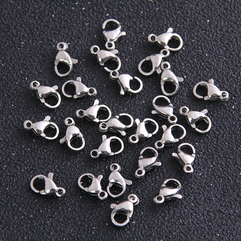 20pcs 10mm Stainless Steel Lobster Clasp Hooks For DIY Necklace Bracelet Chain Fashion Jewelry Making Findings