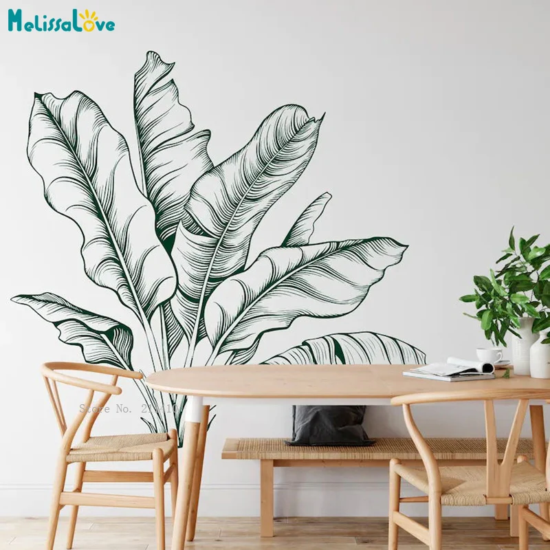 Large Size Tropical Plant Wall Decals Banana Leaves Plant Home Decor Bedroom Nursery Modern Murals Vinyl YT6535