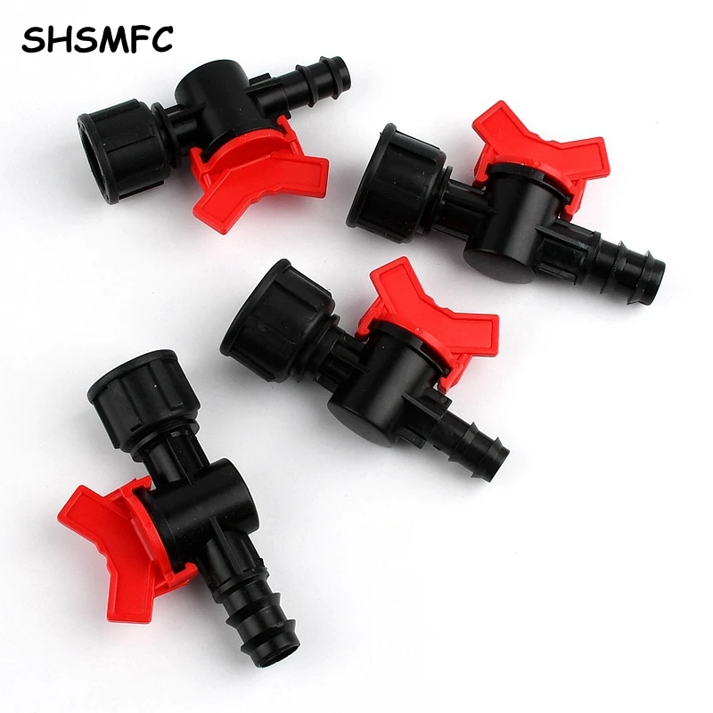 

1-20pcs Black Ball Valve 1/2" 3/4" Thread To 13 16mm Barbs Connectors Garden Agriculture Irrigation Pipe Water Switch Controller