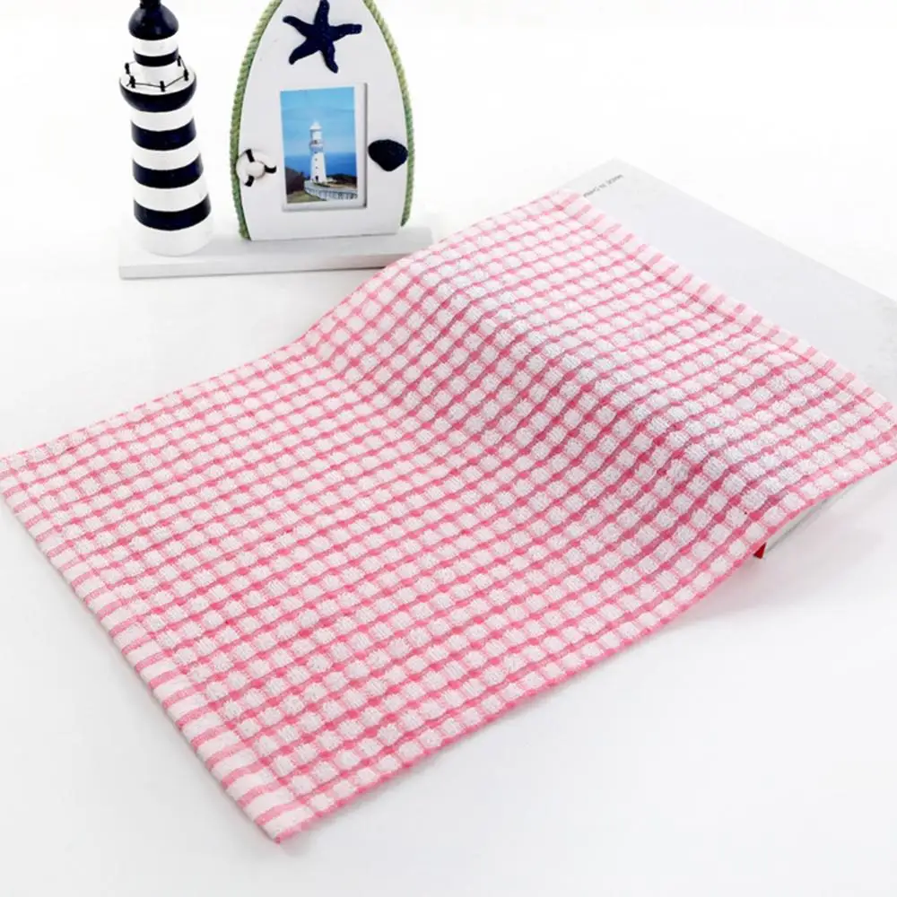 Soft Plaid Absorbent Kitchen Table Dishcloth Cotton Cleaning Cotton Tea Towel