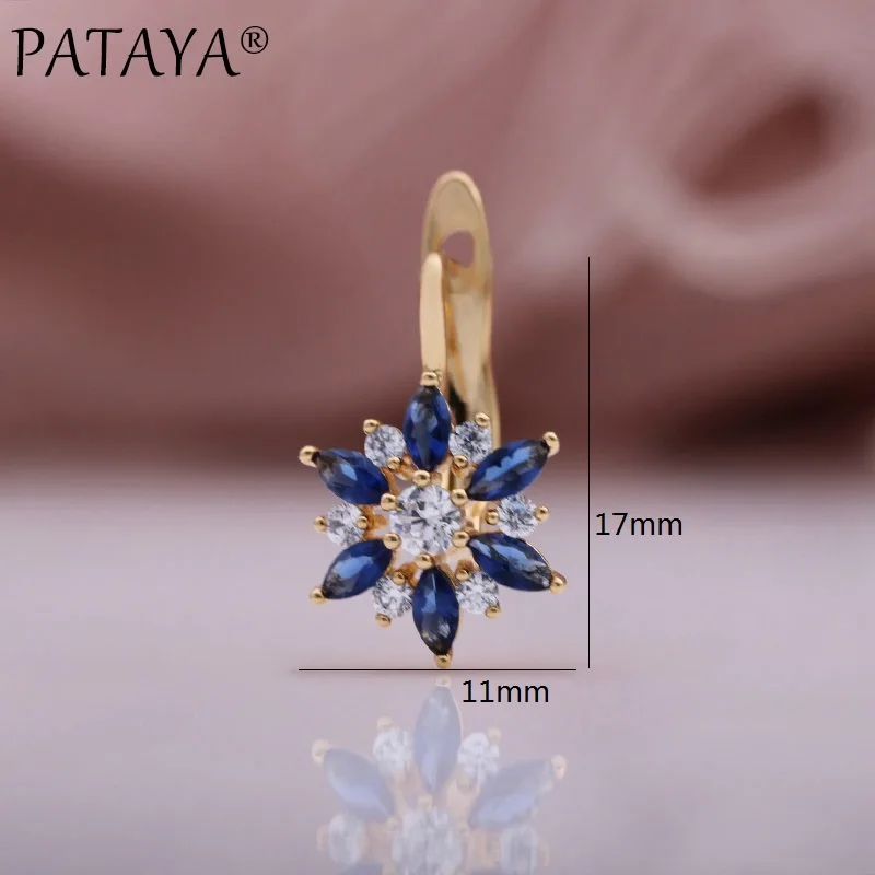 PATAYA New 585 Rose Gold Color Multicolor Natural Zircon Earrings Gifts for Women Fashion Jewelry Luxury Quality Flower Earrings