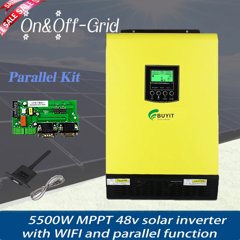 

5.5KW On and Off Grid Solar Hybrid Inversor Pure Sine 48V PV Input 5500W MPPT 90A with WIFI and Parallel Can Work No Batteries