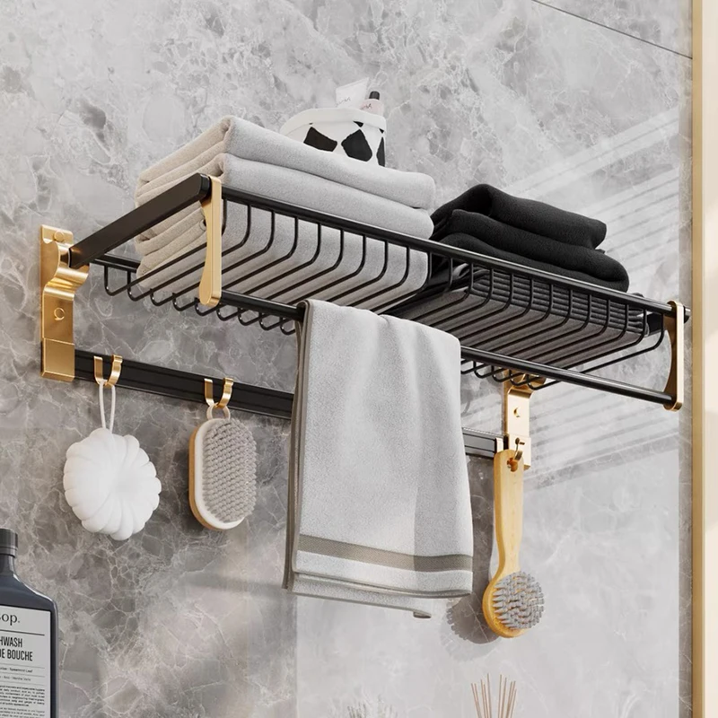 Set For Bathroom Holder Towel Toilet Brush Punch-Free Luxury Toilet Paper Shelves Shower Curtain Shower Accessories Shelf