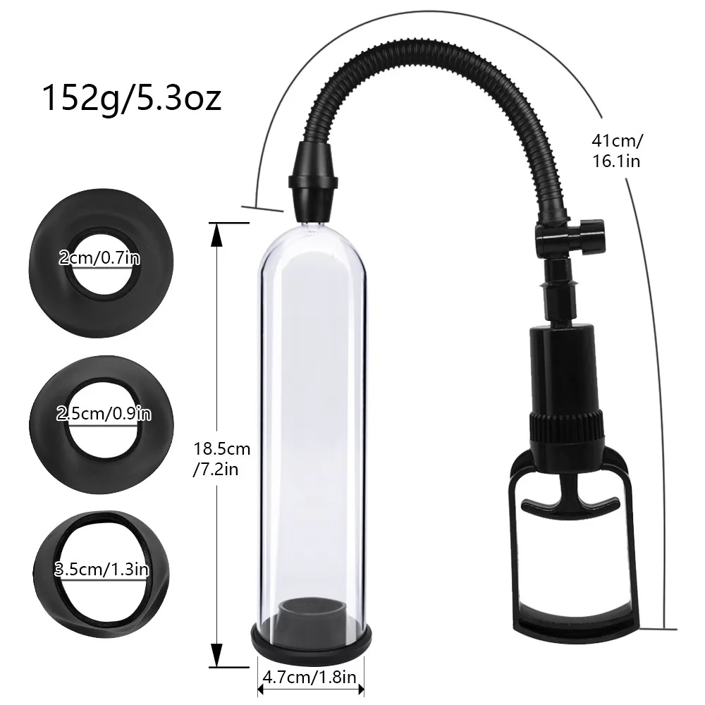 Male Penis Pump Vacuum Pump Male Masturbation Penis Bigger Trainer Adults Sex Products Sex Tooys for Man Manual Penis Enlarger