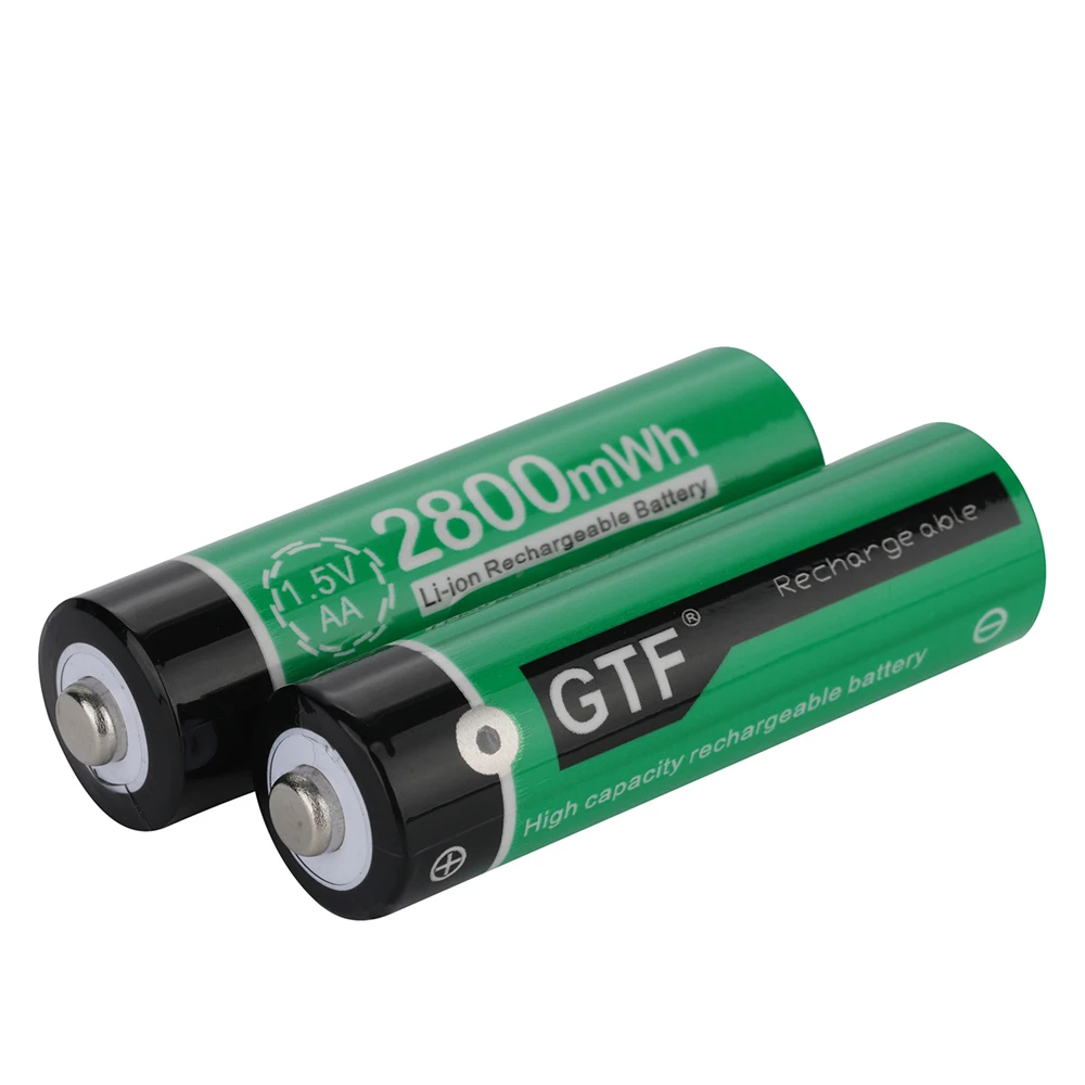 Литий-ионные аккумуляторы GTF 1,5 в AA, 1900 мАч, реальная емкость, 2800mwh