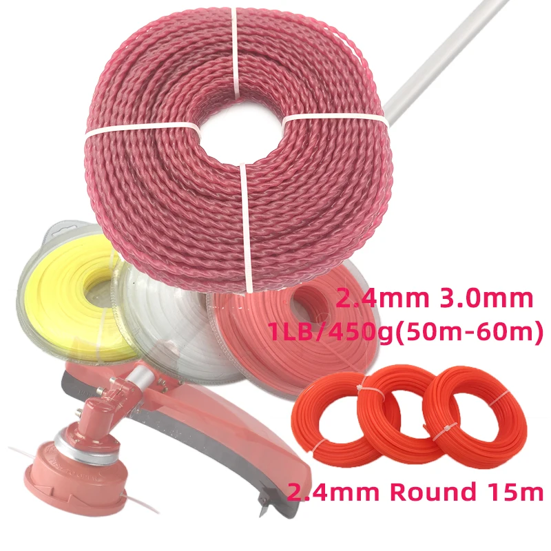 

2.4mm & 3.0mm Trimmer Brushcutter Head Saw Line For 20cc 23cc 25cc 30cc 35cc Grass Strimmer Universal Nylon Rope Random Color