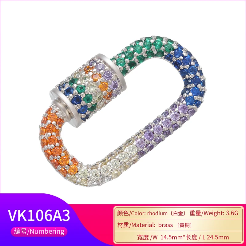 Pavé-Zirkonia 18K vergoldeter Karabinerverschluss DIY Schmuckzubehör für handgefertigte Halsketten- und Armbandkomponenten Schraubverschluss: VK106 – Detail 23