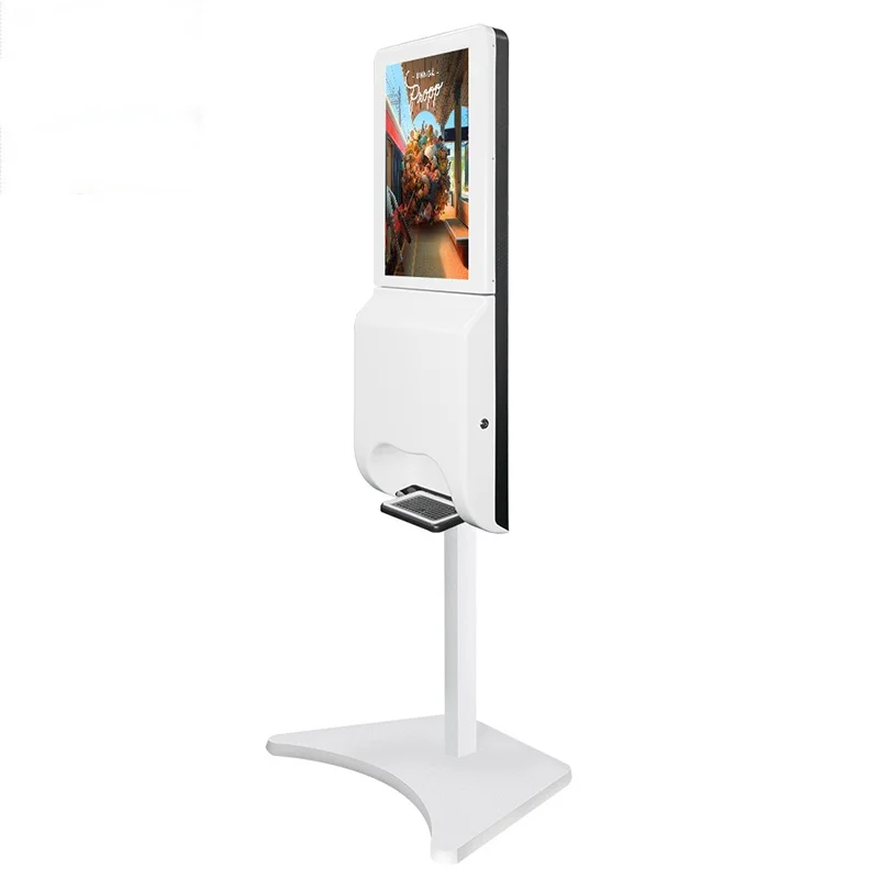 Oem digital signage dispenser advertising hotel building shopping mall smart sensor hand sanitizer advertising kiosk