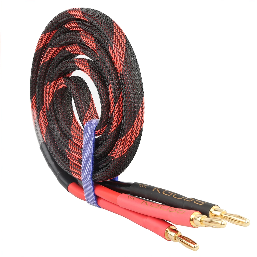 

KGUSS K600 DIY HiFi Speaker Audio Cable Banana Plug Cable Golden Plated Audiophile Oxygen free copper Amplifier Speaker Wire Cab