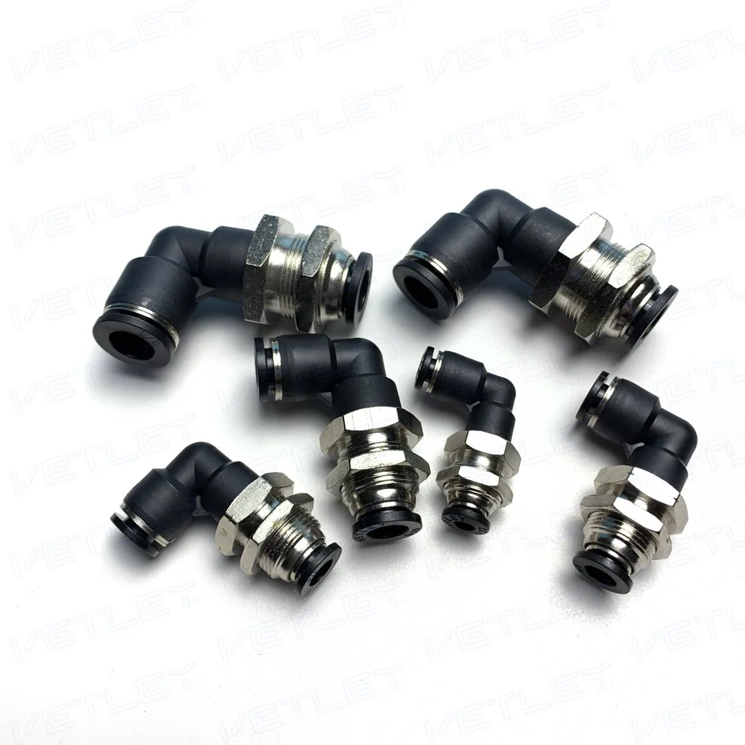 Bulkhead Elbow PLM 1/4,PLM5/16,PLM3/8 Inch Out diameter high quality onet ouch fittings pneumatic PLM bulkhead elbow