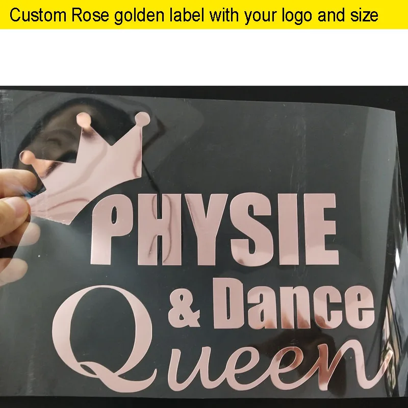 Custom your LOGO Rose gold labels vinyl printing label Metallic gold Clothing Patch Wedding Glitter golden Sticker labels