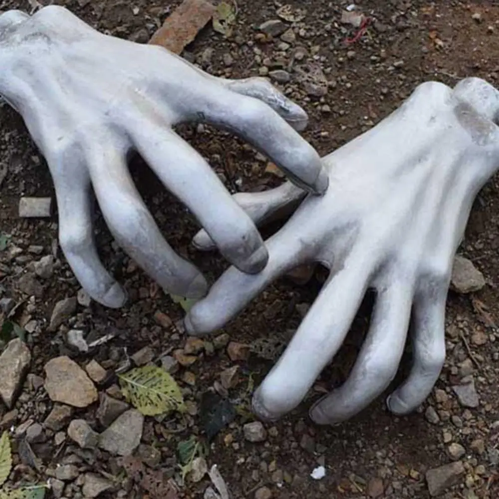 Dropshipping Halloween Decoration Realistic Life Size Skeleton Hands Plastic Fake Human Hand Bone Zombie Party Terror Scary Prop