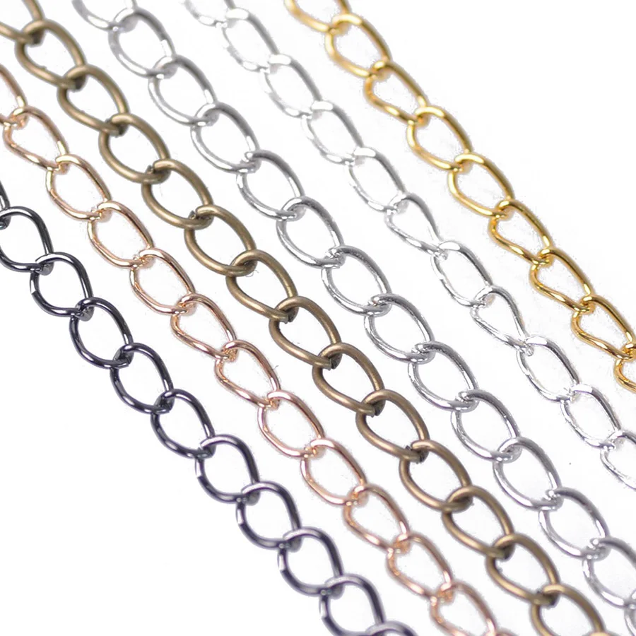 5Meters 1.8mm 3.2mm Gold Silver Color Iron Metal Extension Necklace Chain For Jewelry Making DIY Crafts Findings Supplies