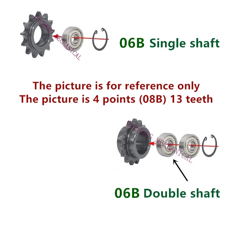 06B 3 points Double Single Bearing Idler Sprockets Drive Chain Sprocket Gear Wheel 12/13/14/15/16/18/20/21/25 Teeth with bearing