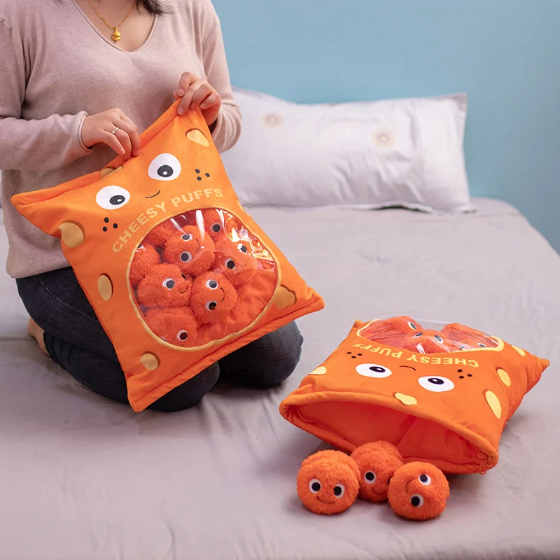 

New A Bag of Cheesy Puffs Toy Stuffed Soft Snack Pillow Plush Puff Poy Kids Toys Birthday Christmas Gift for Children